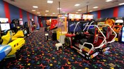 2 NASCAR video racing games in an arcade at Disney's All-Star Sports Resort