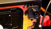 Close-up of a pull handle on a pinball machine
