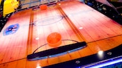Close-up of an air hockey table