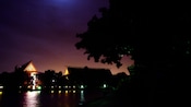 The lights of Disney's Polynesian Resort after dark
