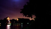 The lights of Disney's Polynesian Resort after dark
