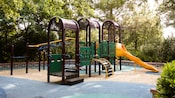 A kids' climbing apparatus on a playground at Disney's Pop Century Resort
