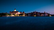Disney’s Grand Floridian Resort & Spa, as seen from Seven Seas Lagoon at night