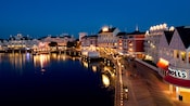 Disney’s BoardWalk illuminated at night Disney’s BoardWalk illuminated at night