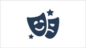 An icon representing the theatre, using the ancient Greek comedy and tragedy masks