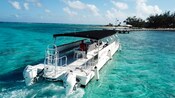 A motorboat on the water near Rum Point Beach, Cayman Islands
