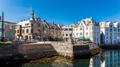 A waterfront plaza in Alesund, Norway
