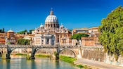 A bridge over the Tiber River in front of Saint Peter’s Basilica