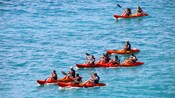 A group of Guests kayaking on the open waters of the Mediterranean Sea