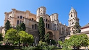The Cathedral of Malaga and its surrounding gardens in Malaga, Spain