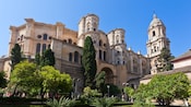 The Cathedral of Malaga and its surrounding gardens in Malaga, Spain