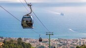 The Funchal Cable Car system over the city of Funchal and a cruise ship in the distance