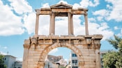 An ornate stone archway in Athens, Greece
