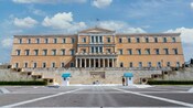 The Neoclassical Hellenic Parliament building in Syntagma Square in Athens, Greece