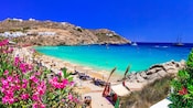A section of the Agios Ioannis Beach in Mykonos, Greece