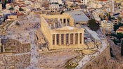 The Parthenon temple surrounded by walking tourists