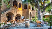 An outdoor cafe at the Old Town of Rhodes, Greece