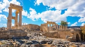 The ancient ruins of the Acropolis of Lindos in Rhodes, Greece