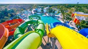 Multiple waterslides at KUZÁ Waterpark in Cozumel