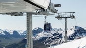 A gondola on a snowy mountaintop
