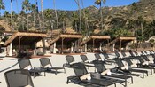 Cabanas and beach chairs on Two Harbors beach on Catalina Island