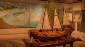 A sailing ship replica on display inside the Cozumel Museum
