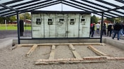 Representation of a barrack´s façade at Neuengamme Concentration Camp Memorial in Northern Germany