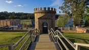A walkway and stone tower at the Port Arthur penal colony