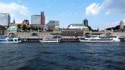 The riverfront district of downtown Hamburg, Germany along the Elbe River