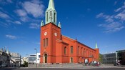 Saint Petri Church, a brick building with a tall steeple in Stavanger