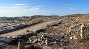 Ruins along the island of Delos in Greece