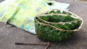 A woven coconut leaf basket