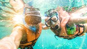 Two Guests snorkeling in Champagne Reef in Roseau, Dominica