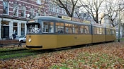 A tram on the tracks in Rotterdam, Amsterdam