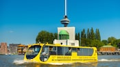 An amphibious vehicle on the Maas River in Rotterdam, Amsterdam