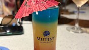 A colorful drink with an umbrella at a tasting room in Saint Thomas, United States Virgin Islands