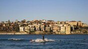 Surfers riding the waves at Bondi Beach in Sydney, Australia