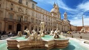 The Fountain of Neptune near Sant Agnese in Agone church in Piazza Navona, Rome