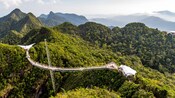 Langkawi Sky Bridge, a 410 foot pedestrian crossing through heavily forested hills in Langkawi, Malaysia
