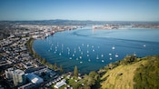 Aerial view of Mount Maunganui including the Bay of Plenty in New Zealand