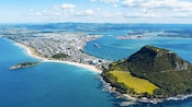 Aerial view of Mount Maunganui township in New Zealand