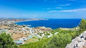 An aerial view of Faliraki village on the northeastern coast of Rhodes in Greece