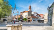 The Captain’s Tower looming over Five Wells Square in Zadar Old Town