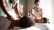 Guests enjoying a relaxing massage at Opulence Spa Elemis at Sea