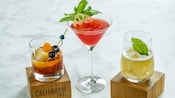 A trio of craft cocktails