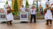 Clarabelle Cow, Daisy Duck and Chip and Dale with the Jammin’ Chefs at the Disneyland Resort