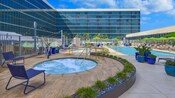 A bubbling whirlpool spa next to the outdoor pool at the Hilton Anaheim