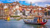 2 Rabelo boats sailing on the Douro River in Porto