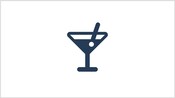 Ícone de uma taça de martini servida com uma bebida e um canudo representando coquetéis