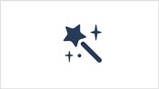 Ícone de uma varinha mágica com uma estrela na ponta e brilhos ao redor representando magia